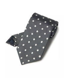 Grey & White Polka Dot Silk Woven Tie