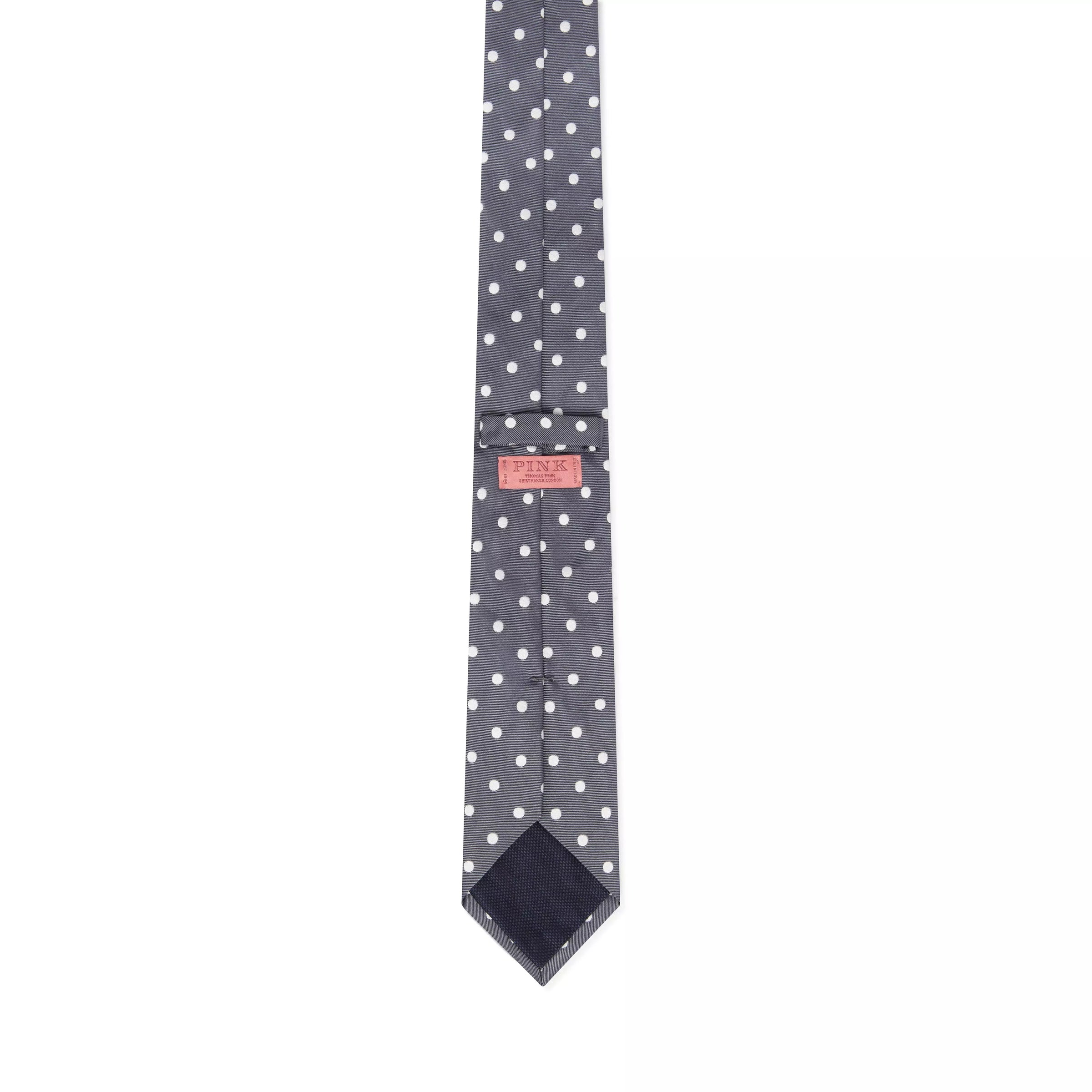 Grey & White Polka Dot Silk Woven Tie