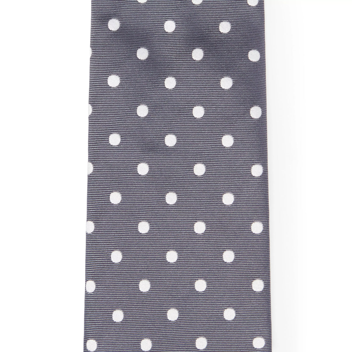 Grey & White Polka Dot Silk Woven Tie