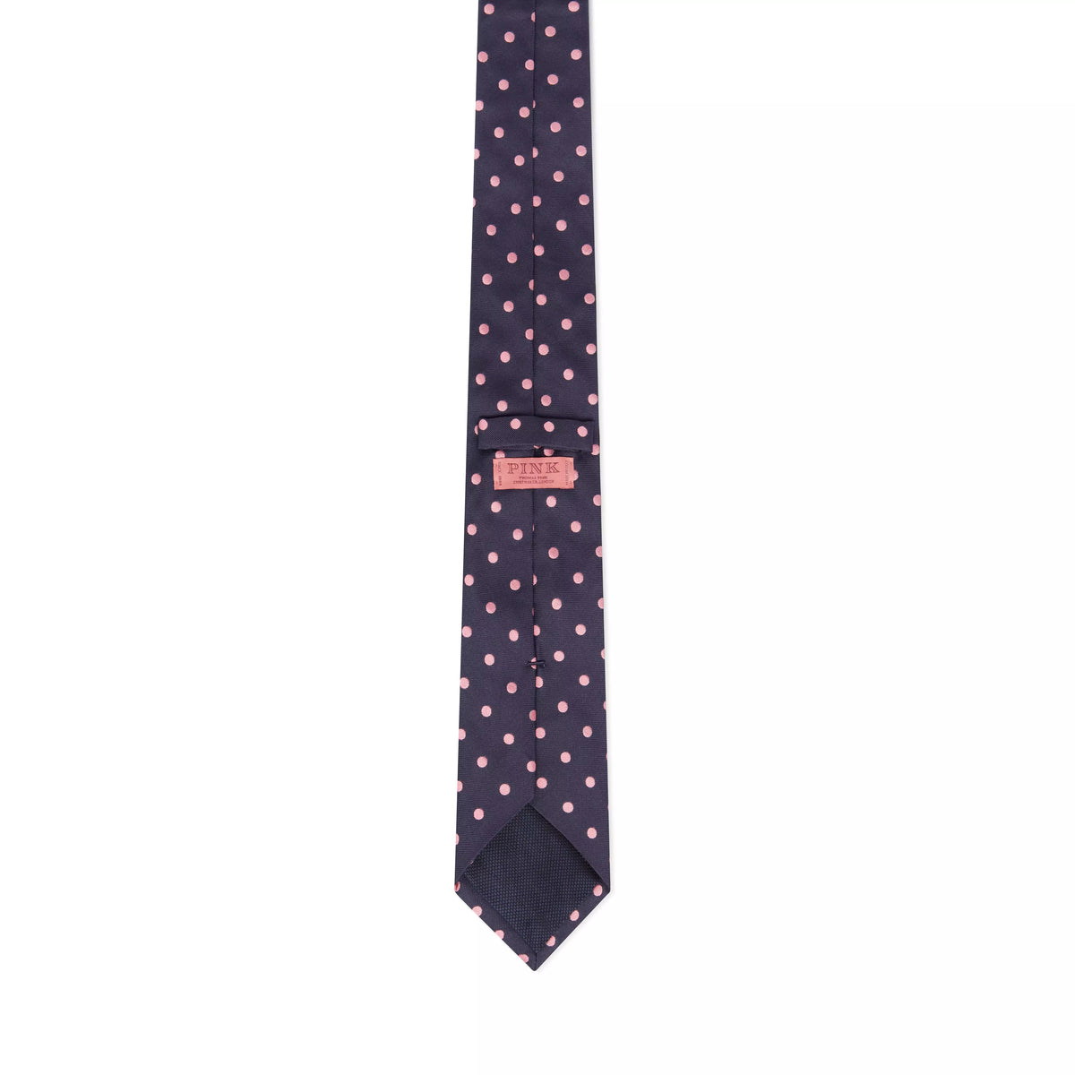 Navy & Pink Polka Dot Silk Woven Tie
