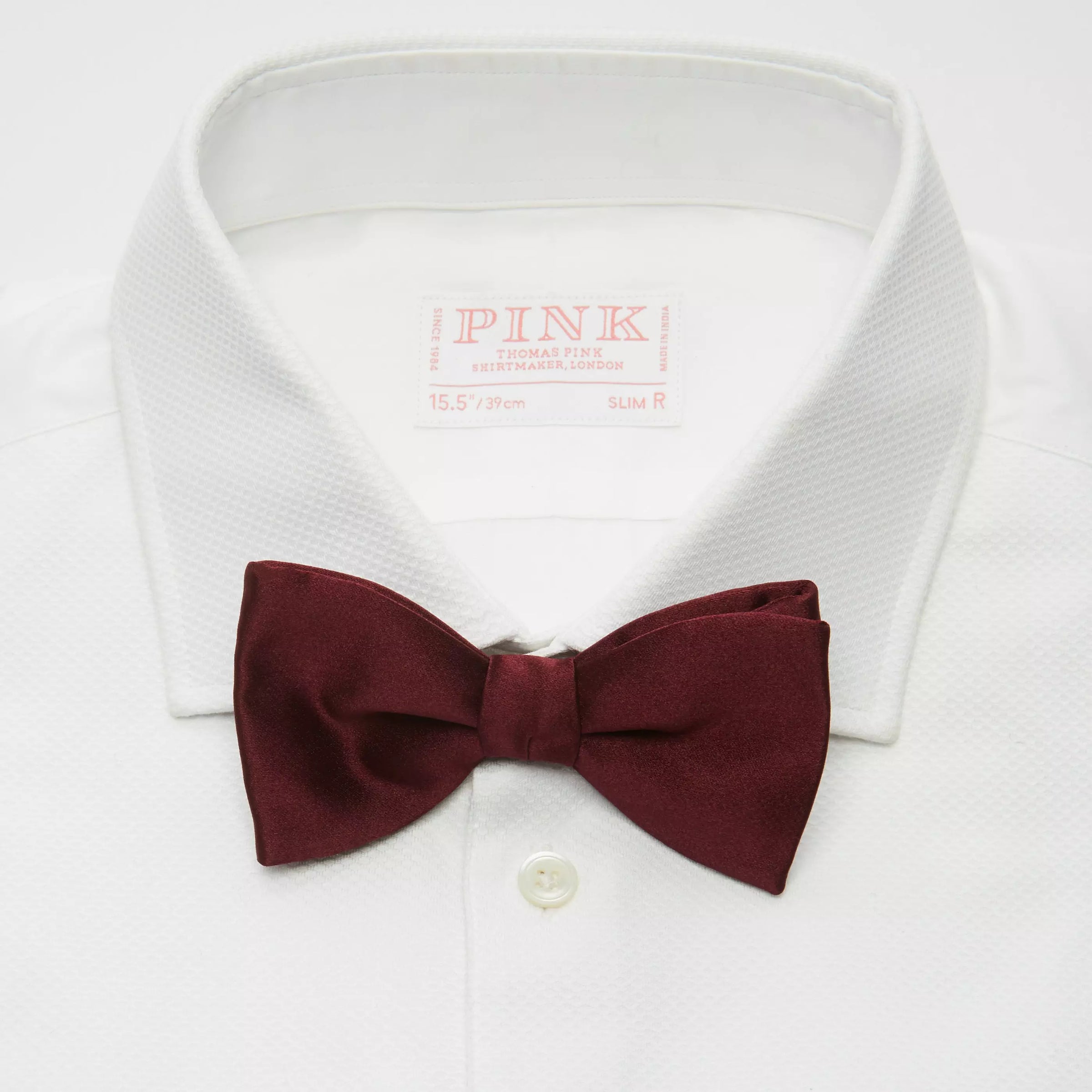 Burgundy Red Silk Satin Bow Tie