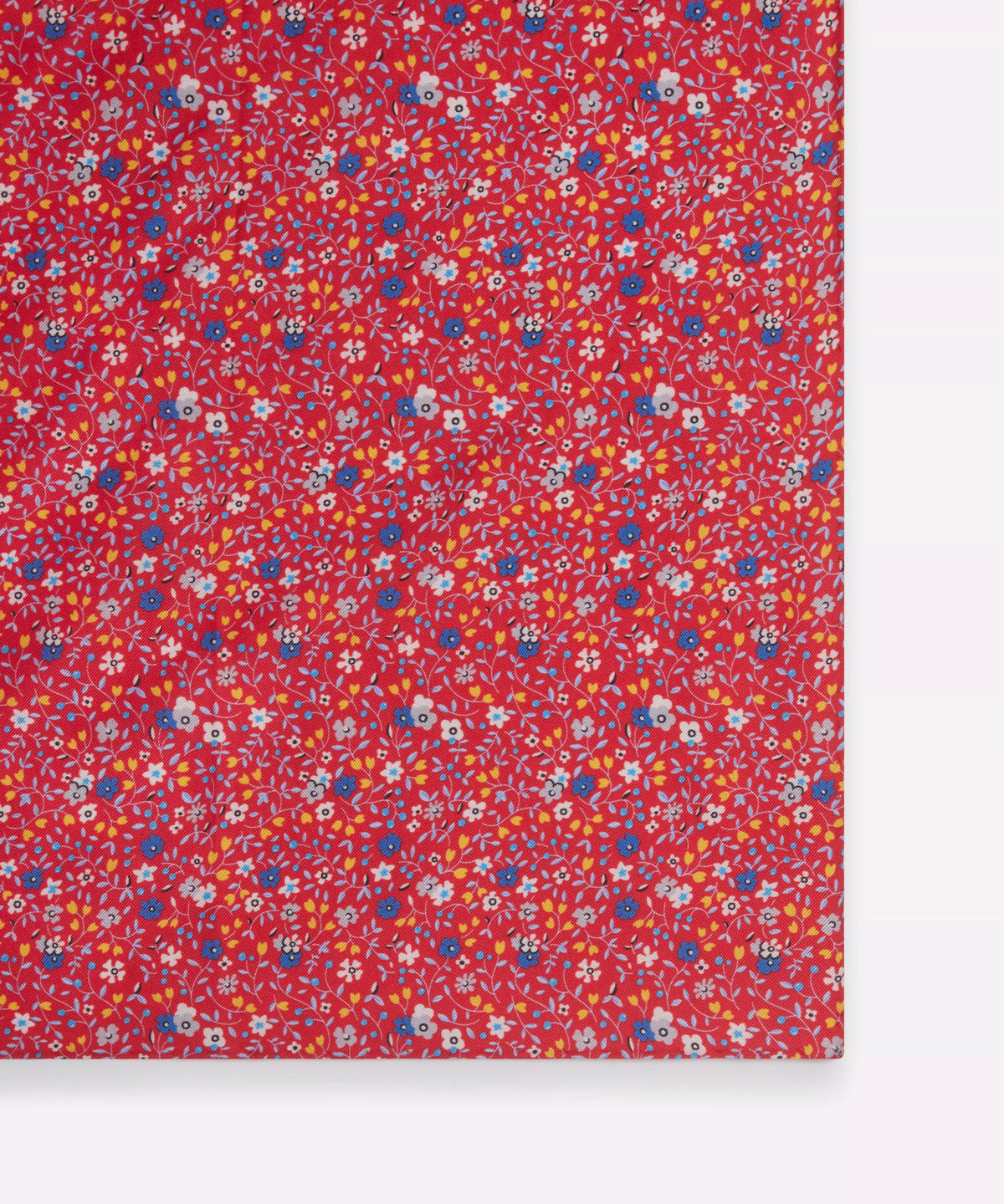 Red & Blue Small Floral Silk Printed Pocket Square