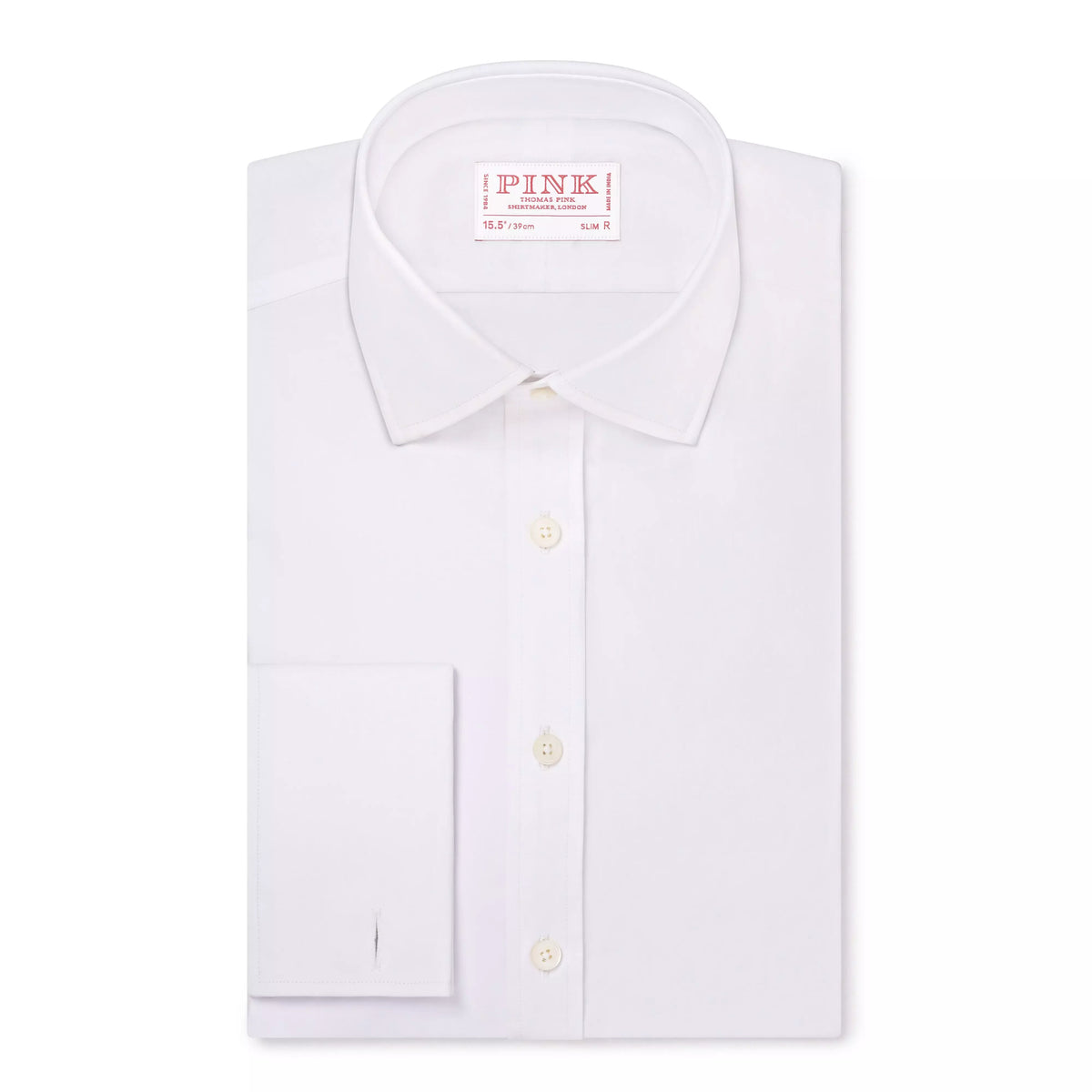 White Slim Fit Double Cuff Poplin Formal Shirt
