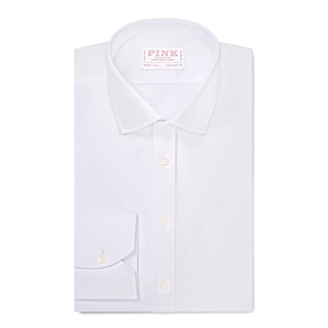 White Classic Fit Double Cuff Ramses Poplin Formal Shirt