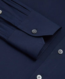 Navy Blue Slim Fit Stretch Plain Poplin Formal Shirt