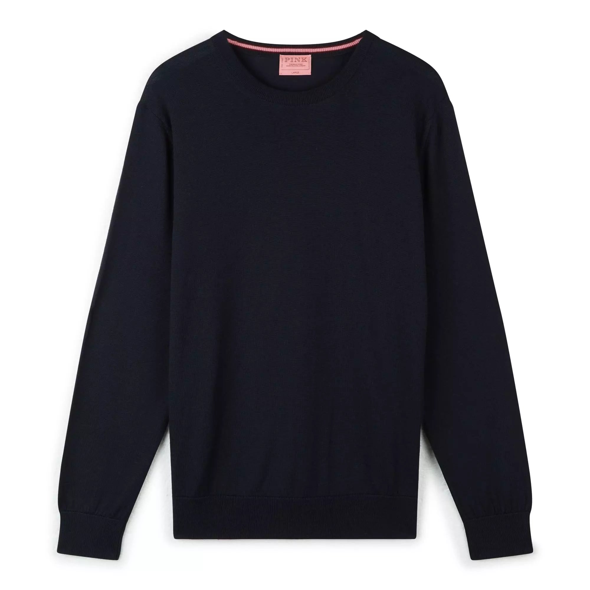 Navy Blue Merino Wool Crew Neck Sweater