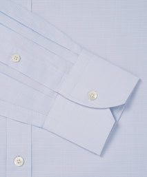 Pale Blue & White Classic Fit Small POW Check Formal Shirt