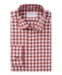 Brown & White Tailored Fit Smart Casual Gingham Shirt