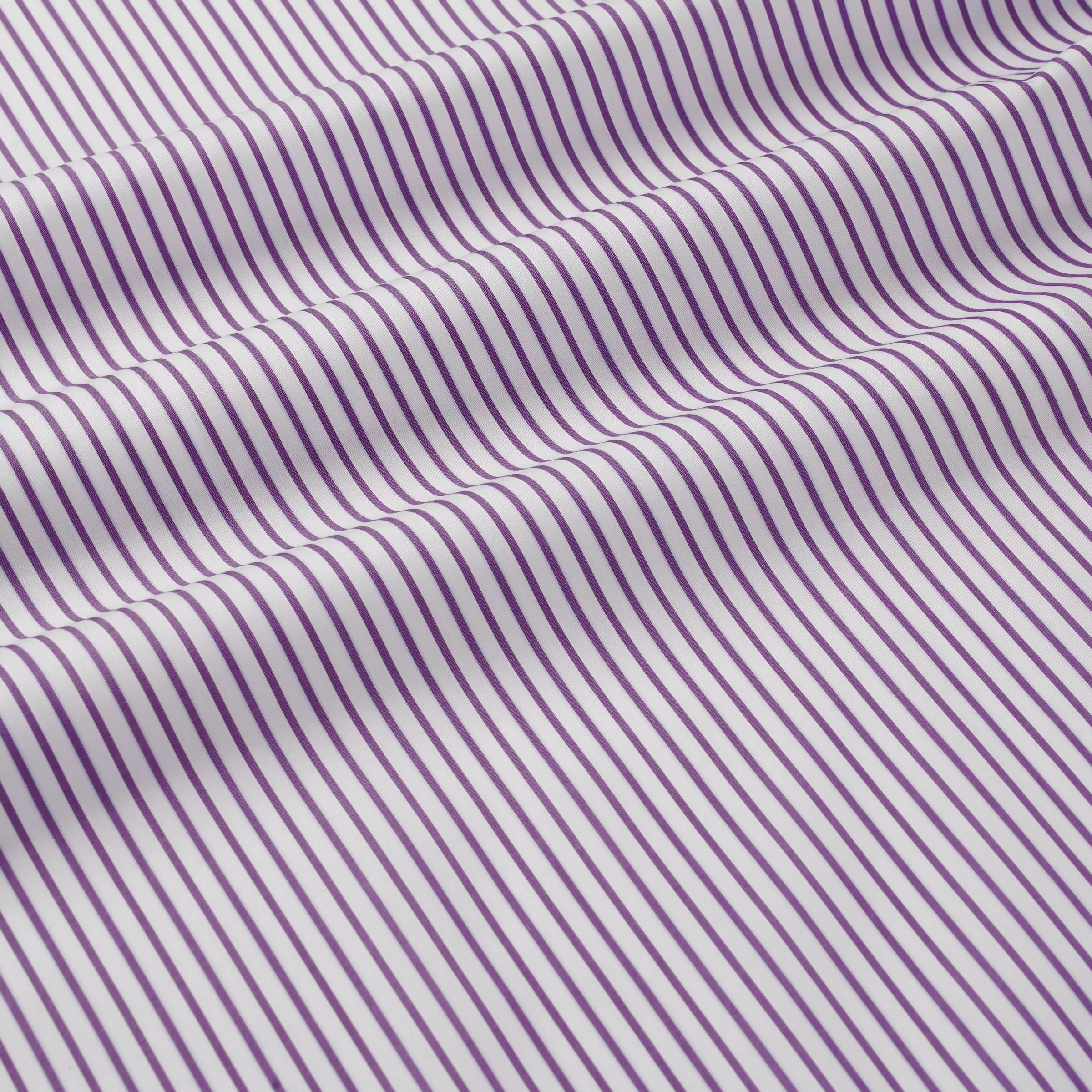 Purple & White Tailored Fit Piumino Twill Stripe Formal Shirt