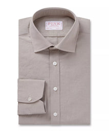 Beige Classic Fit Slub Blend Formal Shirt
