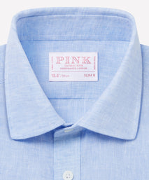 Pale Blue Slim Fit Essential Linen Formal Shirt