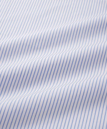 Blue & White Tailored Fit Double Cuff Panama Medium Stripe Formal Shirt