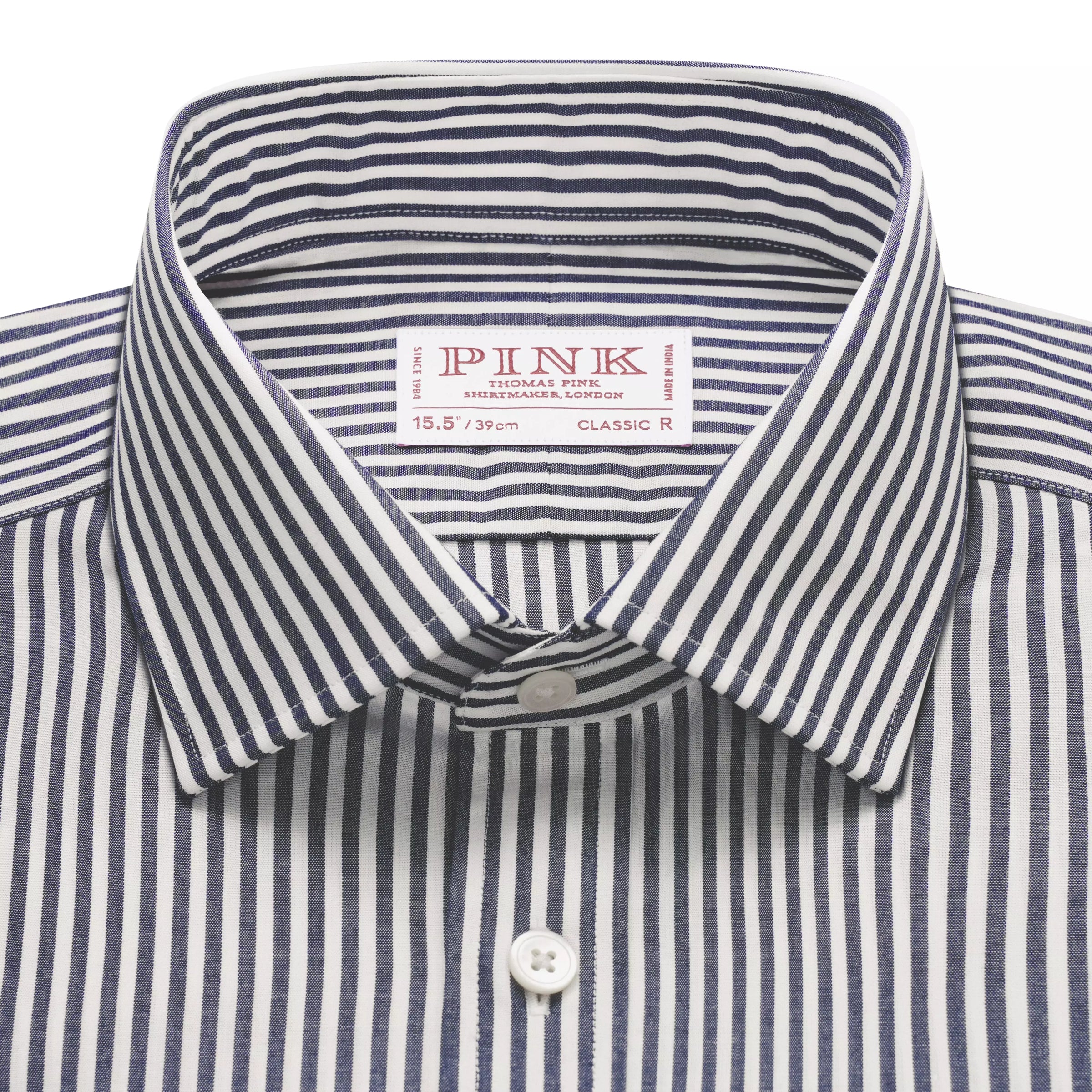 Charcoal Grey & White Classic Fit Double Cuff Panama Stripe Formal Shirt