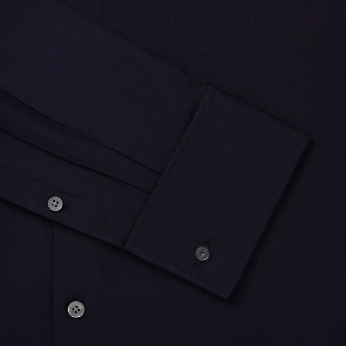 Navy Blue Tailored Fit Double Cuff Ramses Cotton Poplin Formal Shirt
