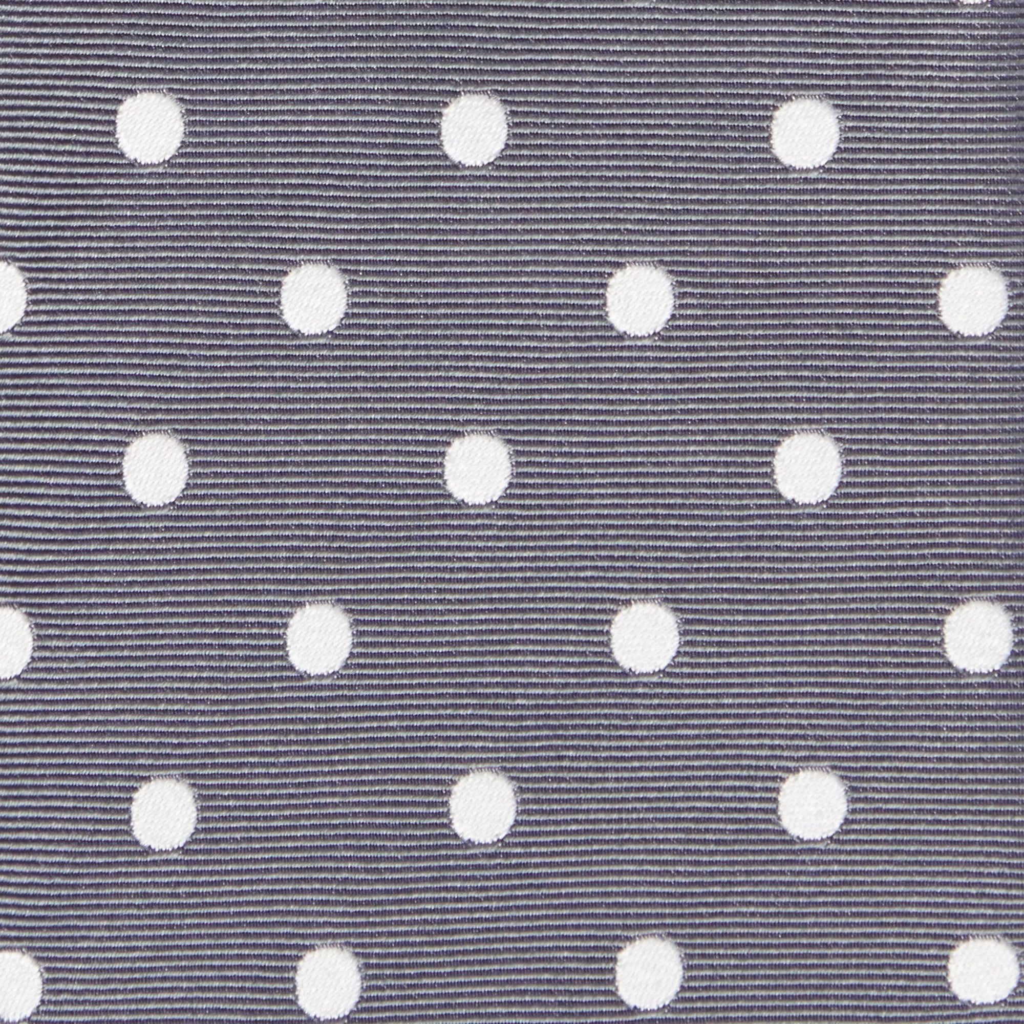Grey & White Polka Dot Silk Woven Tie